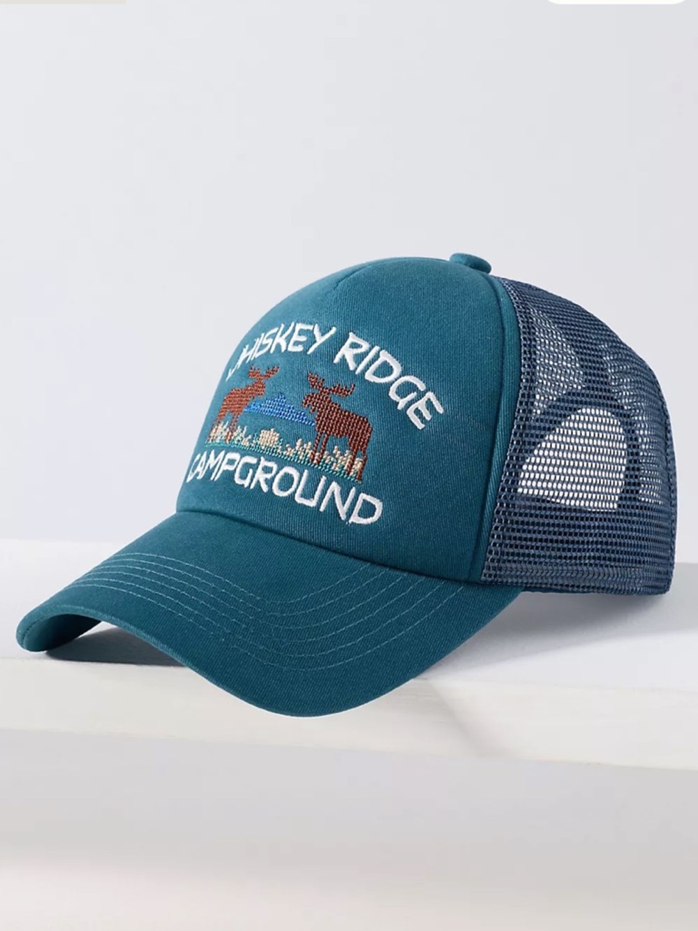 Anthropologie Worn West Trucker Hat Turquoise Whiskey Ridge - Picture 1 of 6